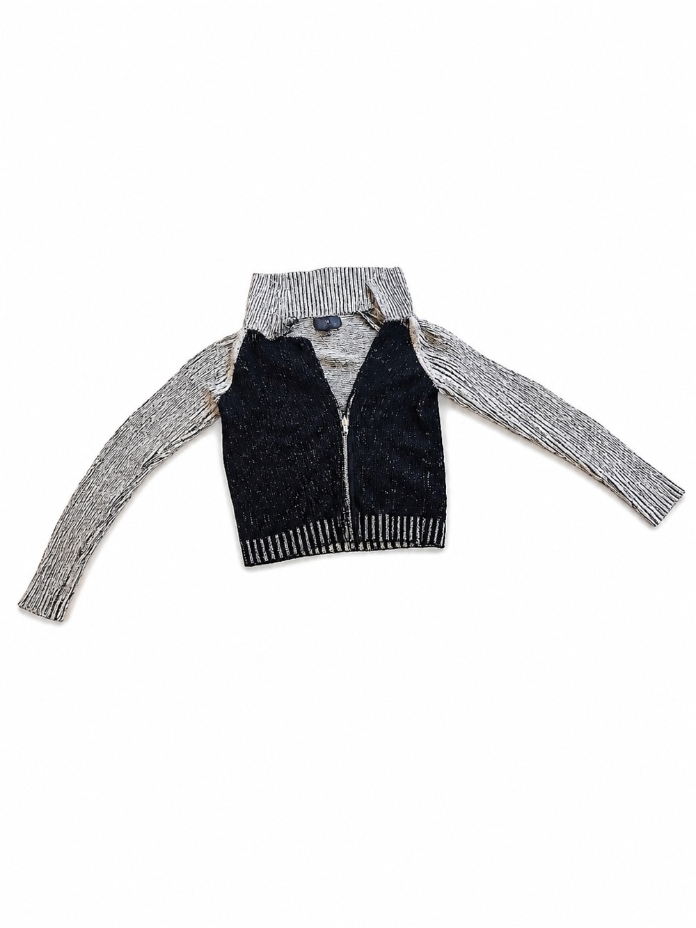 PJK Patterson J. Kincaid Contrast Zip-Up Cardigan - Black & Gray